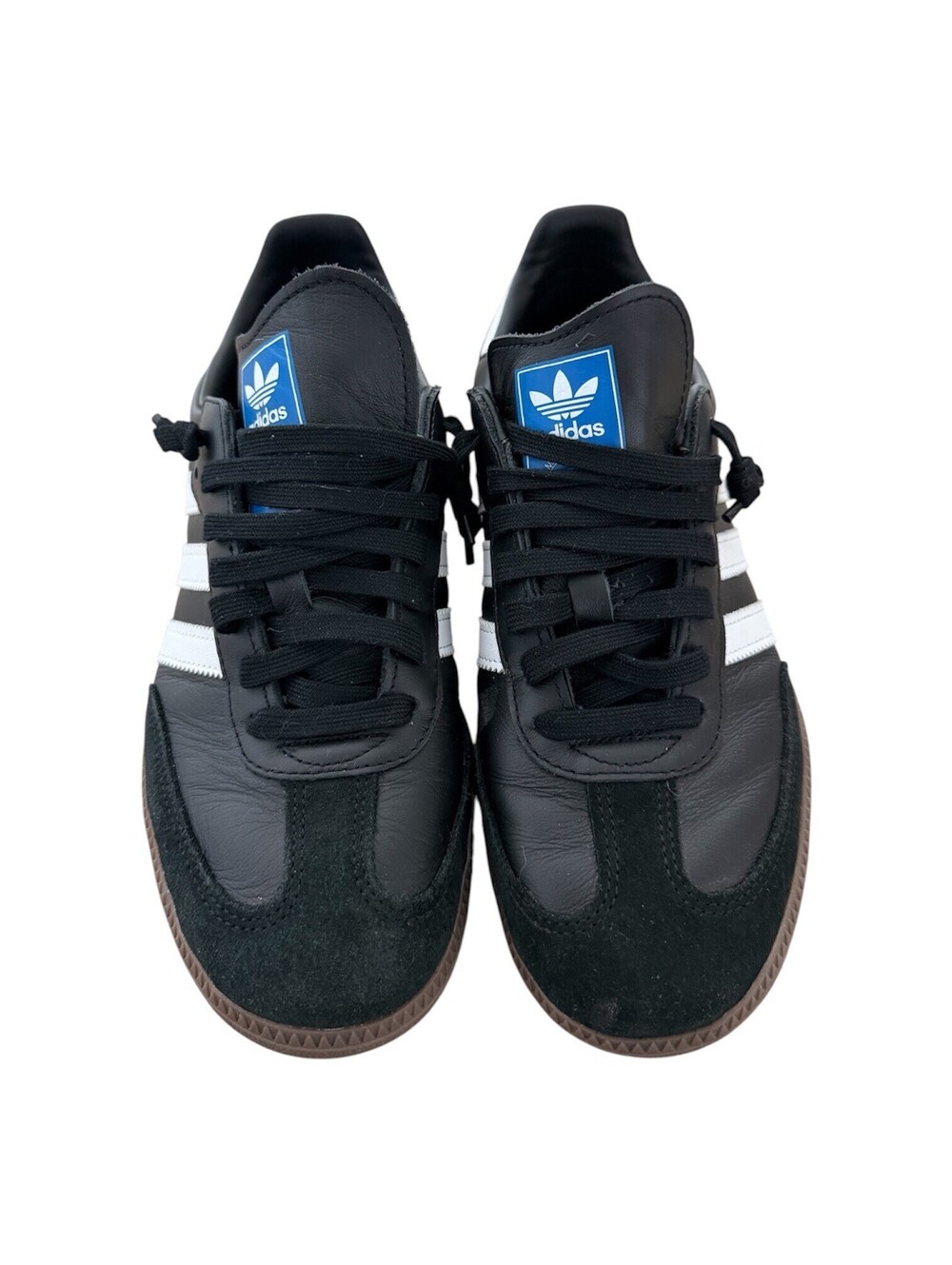Adidas Samba Classic Black and White Leather Sneakers with Gum Sole